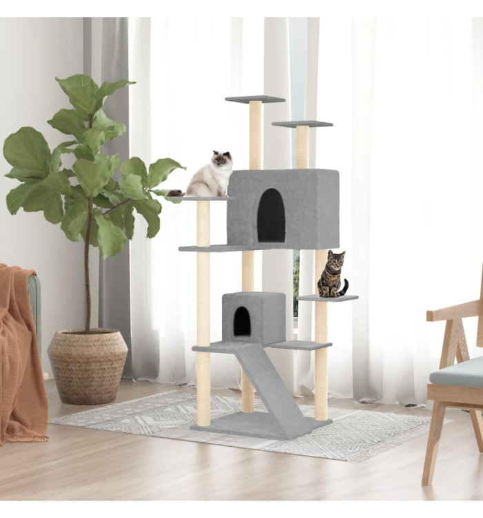 Arbre à chat avec griffoirs en sisal Gris clair 153 cm | Mobilier & Déco