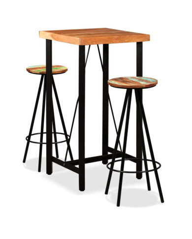 Ensemble de bar 3 pcs Bois d'acacia massif et de récupération | Mobilier & Déco
