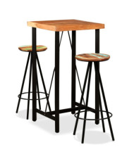 Ensemble de bar 3 pcs Bois d'acacia massif et de récupération | Mobilier & Déco
