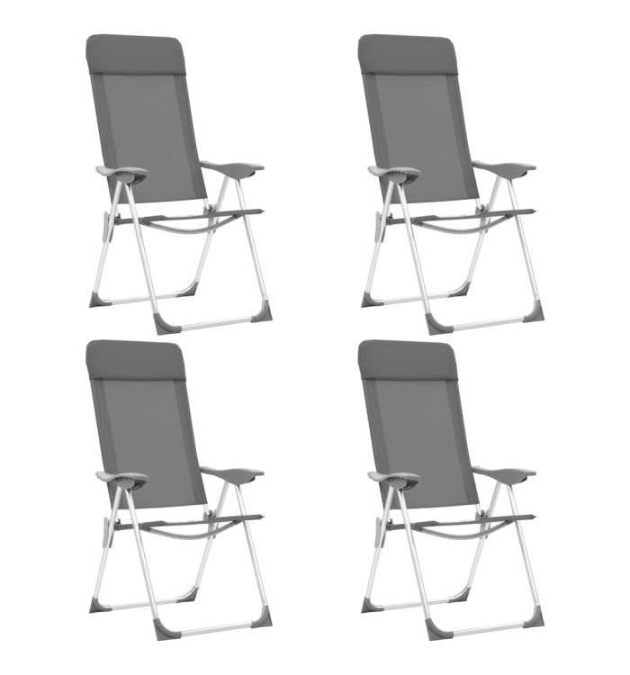 Chaises de camping pliables lot de 4 Gris Aluminium | Mobilier & Déco