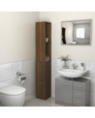 Armoire de bain chêne marron 25x26,5x170 cm bois d'ingénierie | Mobilier & Déco