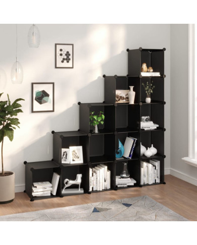 Cubes de rangement 15 pcs Noir PP | Mobilier & Déco