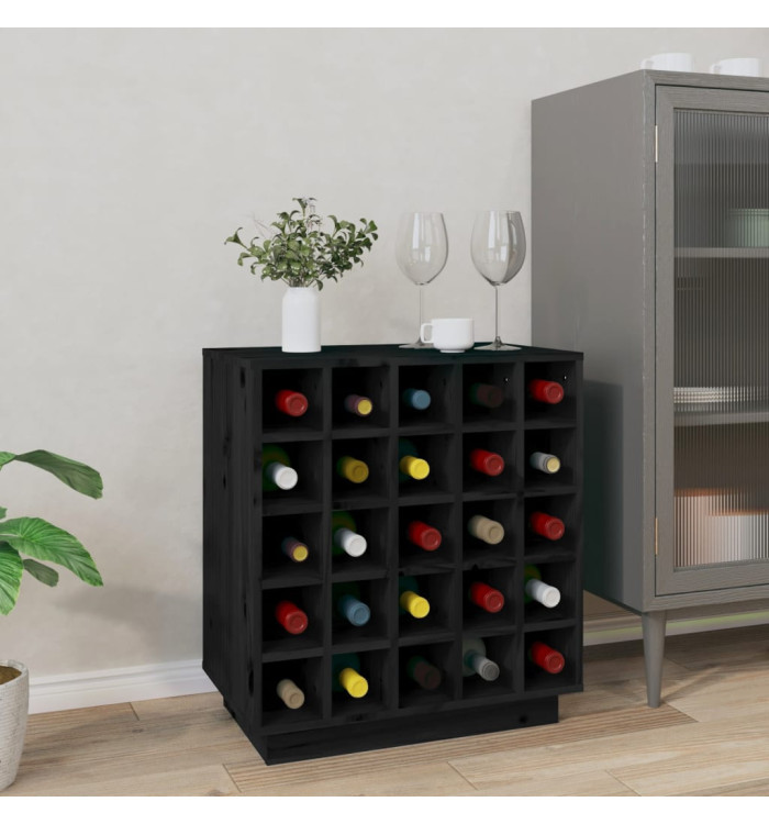 Armoire à vin Noir 55,5x34x61 cm Bois de pin massif | Mobilier & Déco