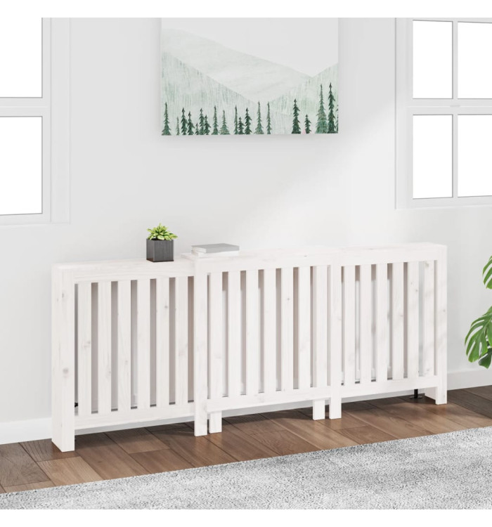 Cache-radiateur Blanc 210x21x85 cm Bois massif de pin | Mobilier & Déco