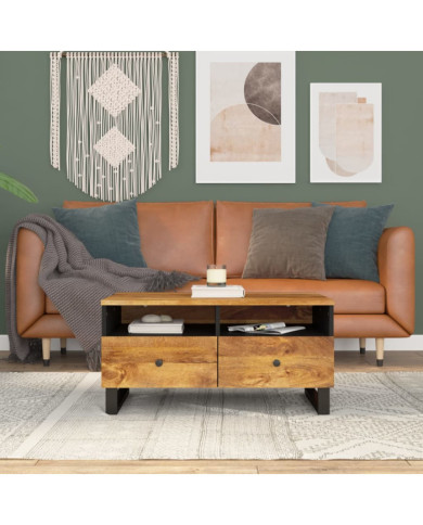 Table basse 80x54x40 cm Bois de manguier solide et d'ingénierie | Mobilier & Déco
