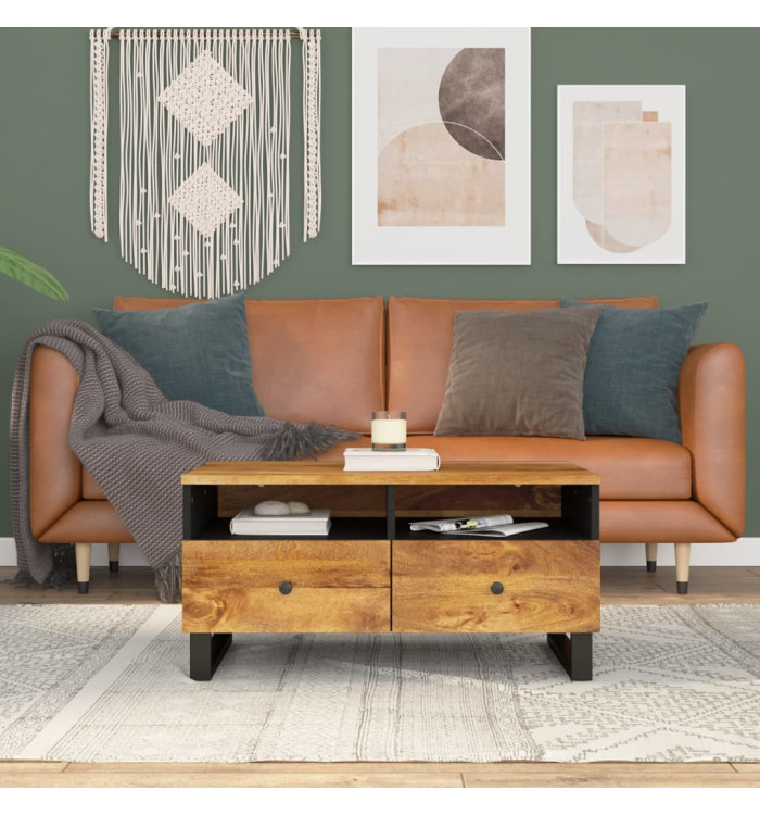 Table basse 80x54x40 cm Bois de manguier solide et d'ingénierie | Mobilier & Déco