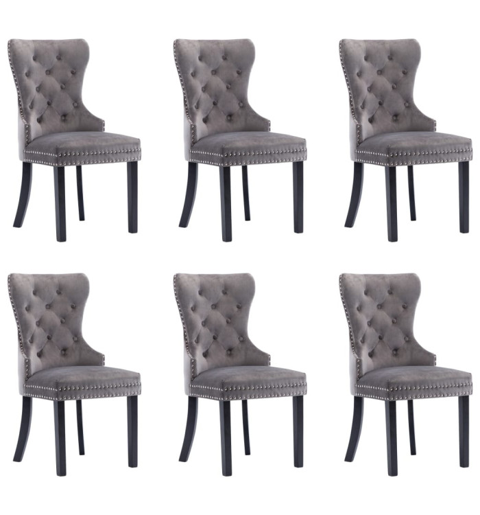 Chaises à manger lot de 6 gris velours | Mobilier & Déco