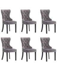 Chaises à manger lot de 6 gris velours | Mobilier & Déco