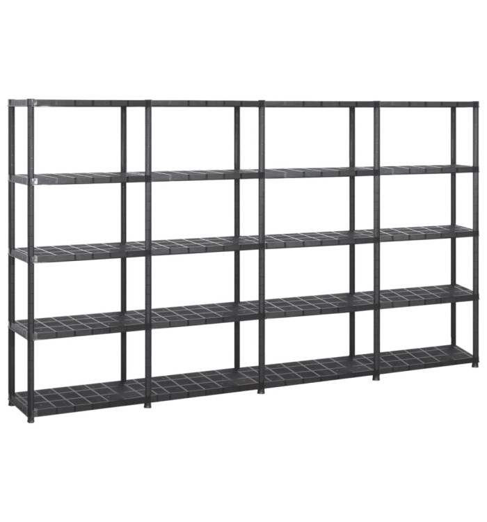 Étagère de rangement à 5 niveaux Noir 284x38x170 cm Plastique | Mobilier & Déco