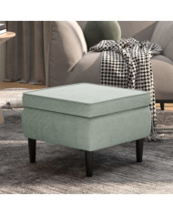 Tabouret avec pieds en bois Gris clair Velours | Mobilier & Déco