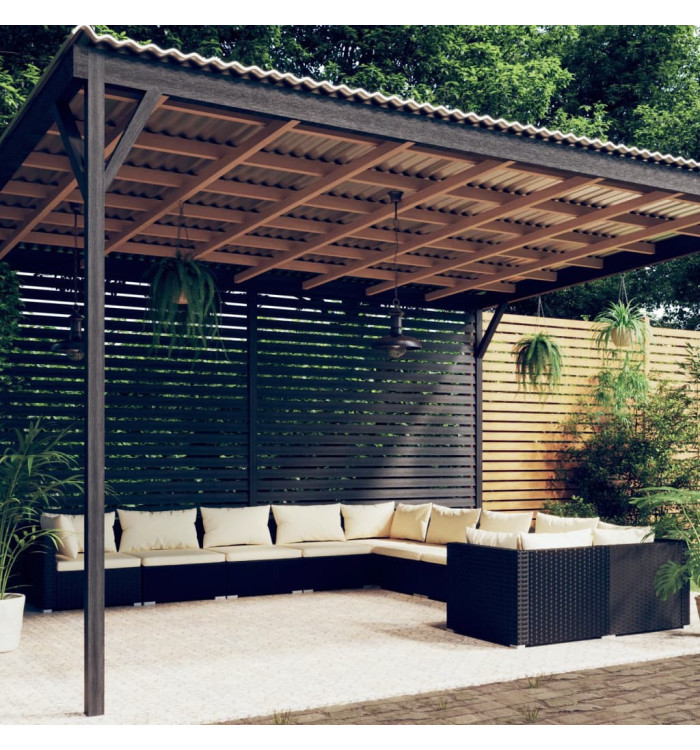 Salon de jardin 10 pcs avec coussins Résine tressée Noir | Mobilier & Déco
