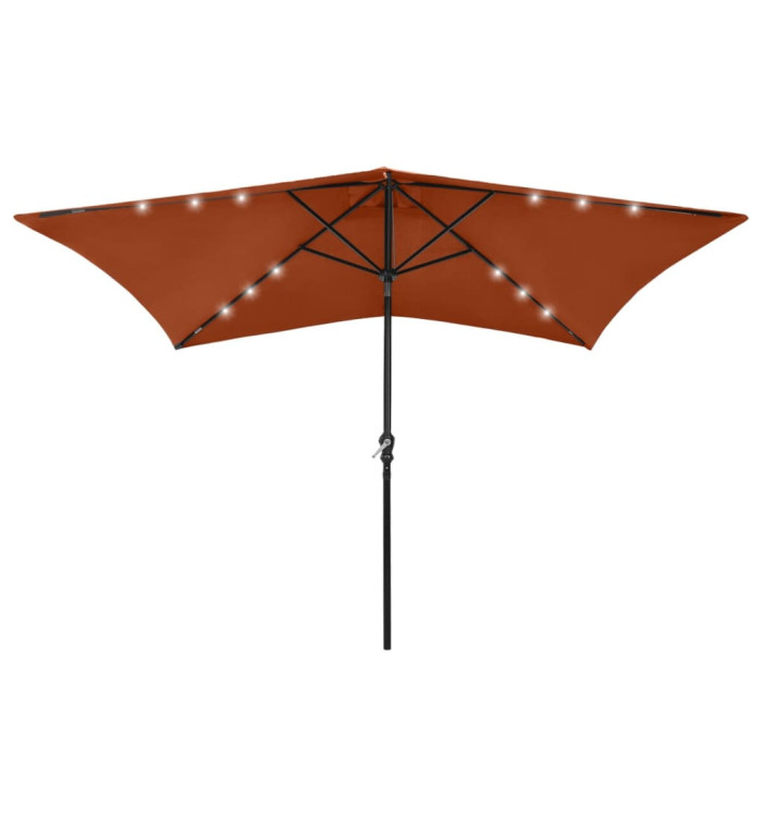 Parasol de jardin avec LED et mât en acier terre cuite 2x3 m | Mobilier & Déco