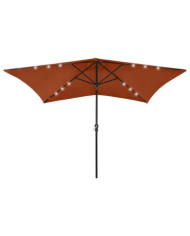 Parasol de jardin avec LED et mât en acier terre cuite 2x3 m | Mobilier & Déco