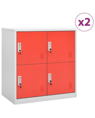 Armoires à casiers 2 pcs Gris clair et rouge 90x45x92,5cm Acier | Mobilier & Déco