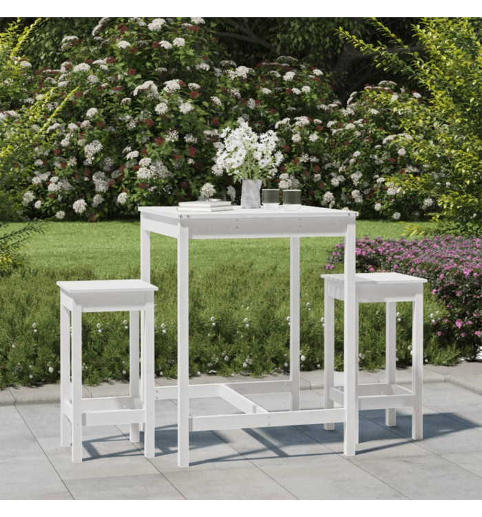 Ensemble de bar de jardin 3 pcs blanc bois de pin massif | Mobilier & Déco