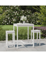 Ensemble de bar de jardin 3 pcs blanc bois de pin massif | Mobilier & Déco