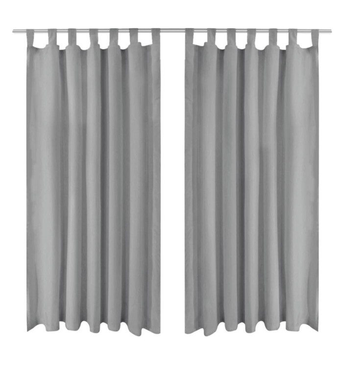 Rideau occultant avec boucles 2 pcs 140 x 245 cm Gris | Mobilier & Déco