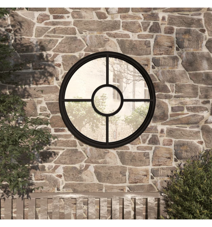 Miroir de jardin Noir 60x4 cm Fer Rond utilisation extérieure | Mobilier & Déco