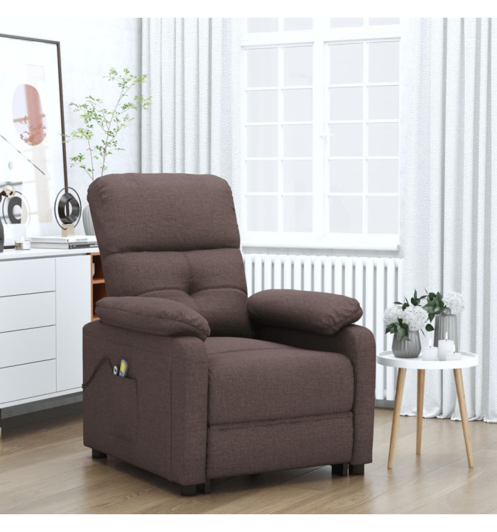 Fauteuil électrique de massage Marron foncé Tissu | Mobilier & Déco
