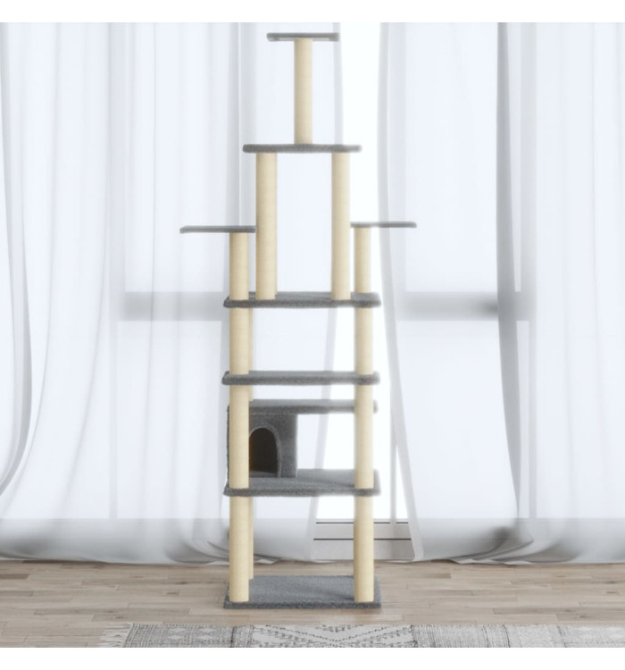 Arbre à chat avec griffoirs en sisal Gris clair 183 cm | Mobilier & Déco