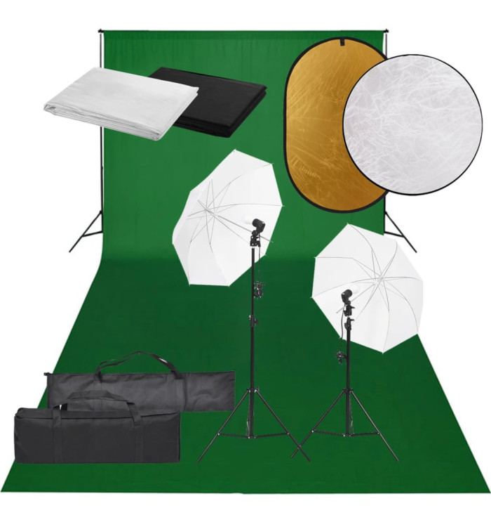 Kit de studio photo avec éclairage toile de fond et réflecteur | Mobilier & Déco