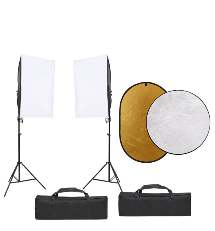 Kit de studio photo avec éclairage toile de fond et réflecteur | Mobilier & Déco