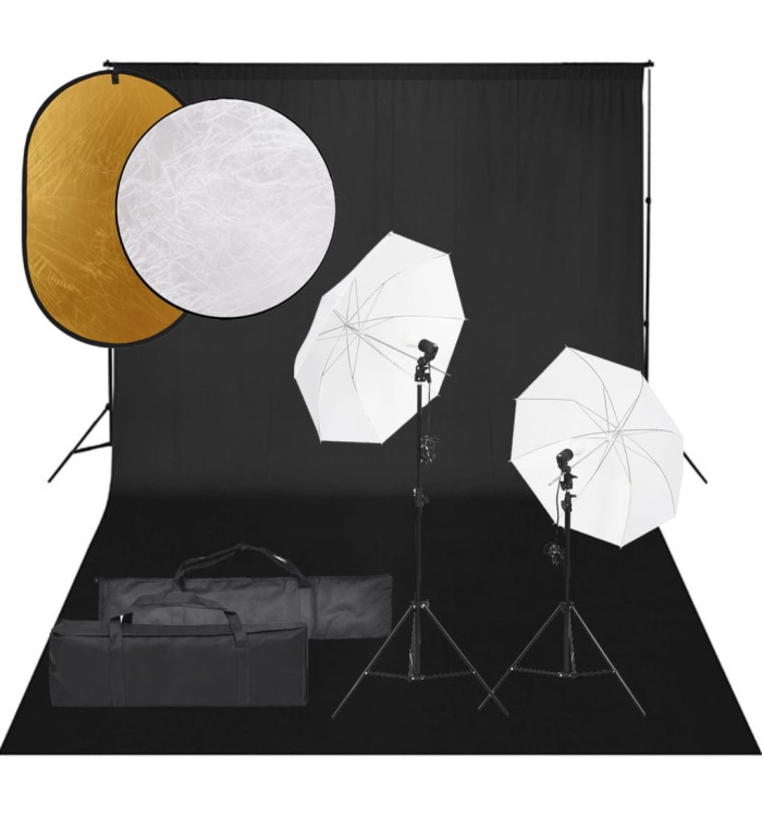 Kit de studio photo avec éclairage toile de fond et réflecteur | Mobilier & Déco