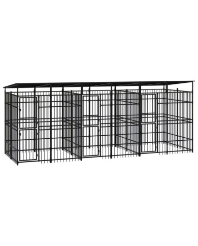 Chenil d'extérieur avec toit pour chiens Acier 11,06 m² | Mobilier & Déco