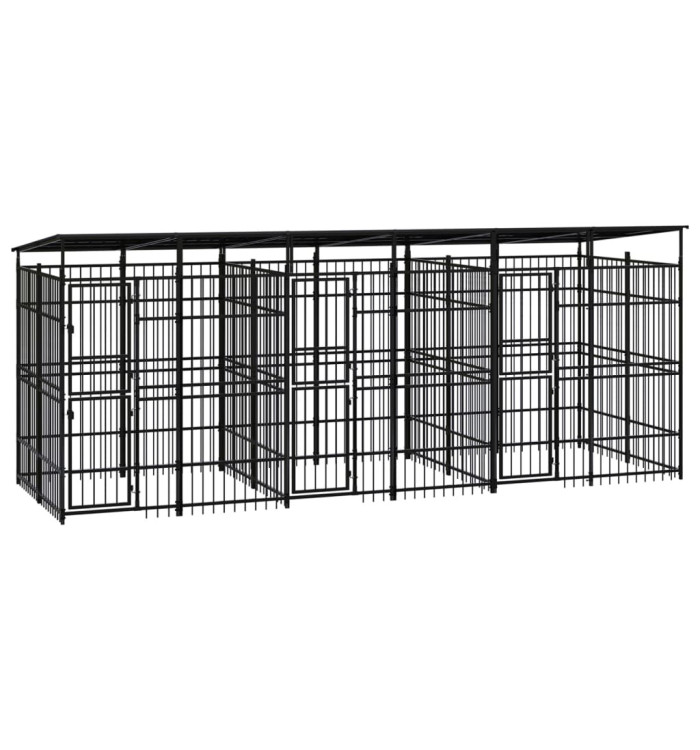 Chenil d'extérieur avec toit pour chiens Acier 11,06 m² | Mobilier & Déco