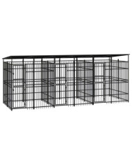 Chenil d'extérieur avec toit pour chiens Acier 11,06 m² | Mobilier & Déco