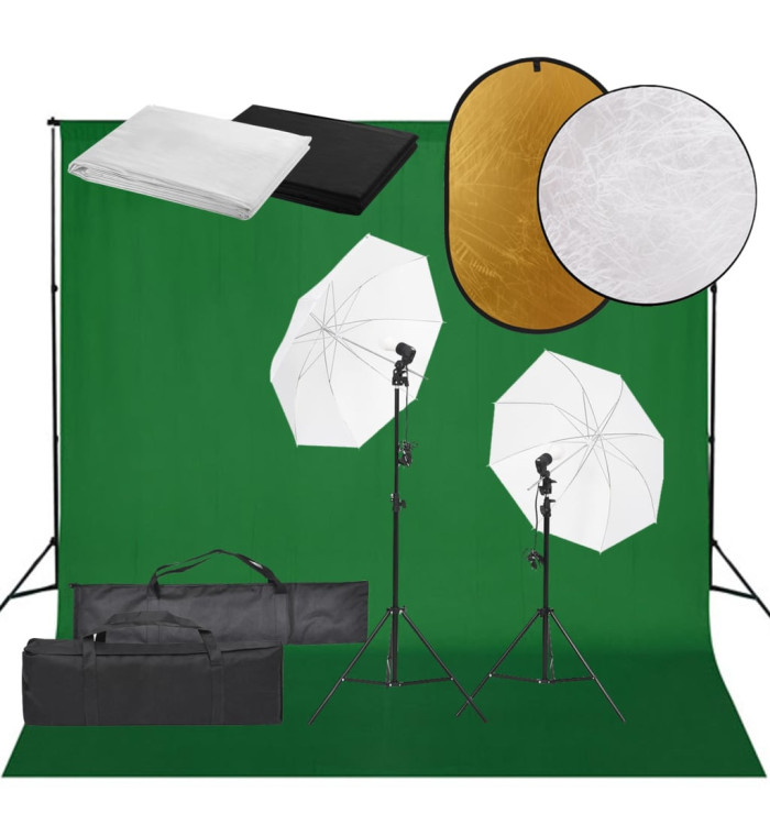 Kit de studio photo avec éclairage toile de fond et réflecteur | Mobilier & Déco