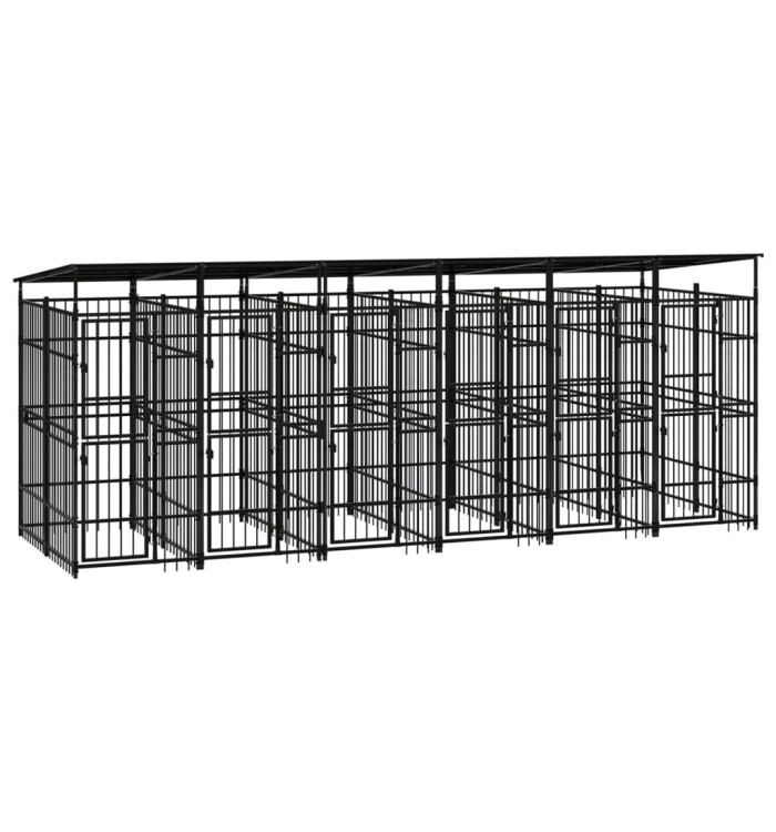 Chenil d'extérieur avec toit pour chiens Acier 11,06 m² | Mobilier & Déco