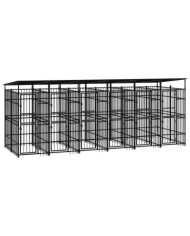Chenil d'extérieur avec toit pour chiens Acier 11,06 m² | Mobilier & Déco