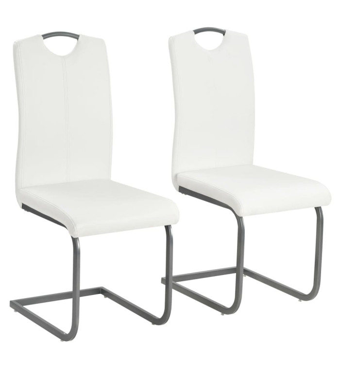 Chaises à manger cantilever lot de 2 blanc similicuir | Mobilier & Déco