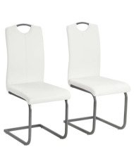Chaises à manger cantilever lot de 2 blanc similicuir | Mobilier & Déco