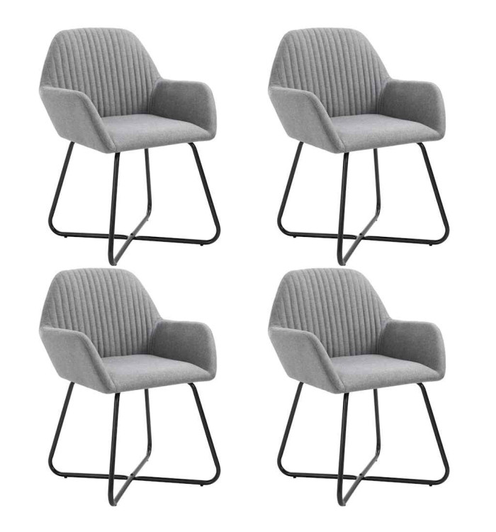 Chaises à manger lot de 4 gris clair tissu | Mobilier & Déco