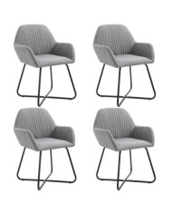 Chaises à manger lot de 4 gris clair tissu | Mobilier & Déco