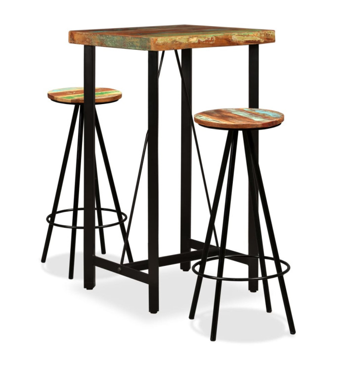 Ensemble de bar 3 pcs Bois de récupération massif | Mobilier & Déco
