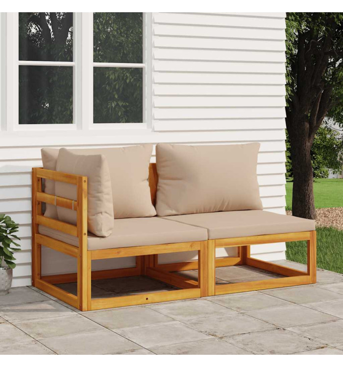 Salon de jardin avec coussins 2 pcs bois massif acacia | Mobilier & Déco