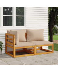 Salon de jardin avec coussins 2 pcs bois massif acacia | Mobilier & Déco