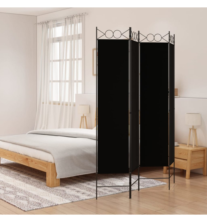 Cloison de séparation 4 panneaux Noir 160x200 cm Tissu | Mobilier & Déco