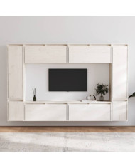 Meubles TV 8 pcs Blanc Bois massif de pin | Mobilier & Déco