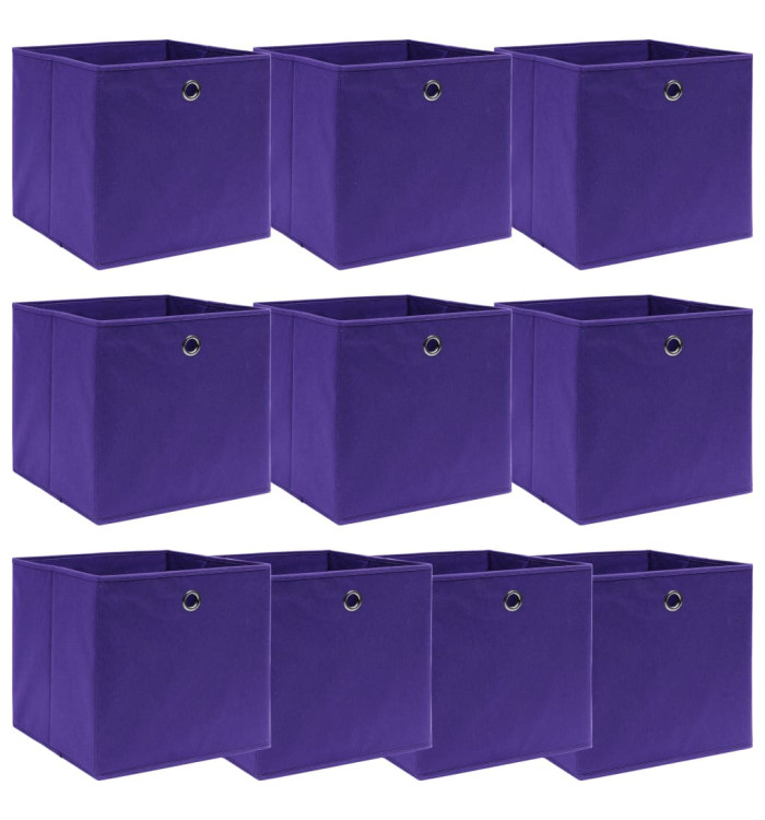 Boîtes de rangement 10 pcs Violet 32x32x32 cm Tissu | Mobilier & Déco