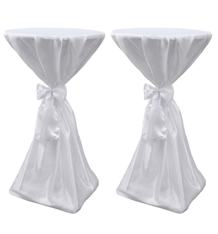 Housse de table blanche avec ruban 60 cm 2 pièces | Mobilier & Déco