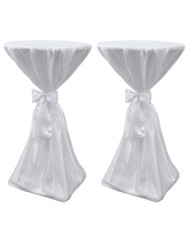 Housse de table blanche avec ruban 60 cm 2 pièces | Mobilier & Déco