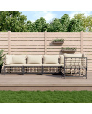 Salon de jardin 5 pcs avec coussins anthracite résine tressée | Mobilier & Déco