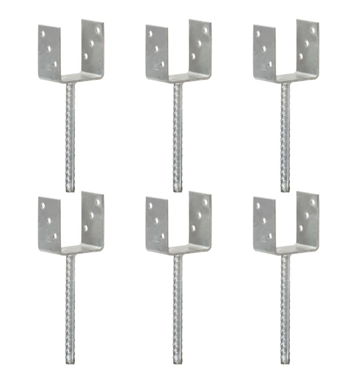 Piquets de clôture 6 pcs Argenté 9x6x30 cm Acier galvanisé | Mobilier & Déco