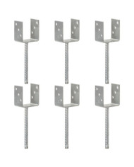 Piquets de clôture 6 pcs Argenté 9x6x30 cm Acier galvanisé | Mobilier & Déco