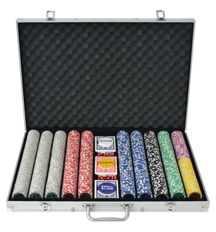 Jeu de poker avec 1000 jetons Laser Aluminium | Mobilier & Déco