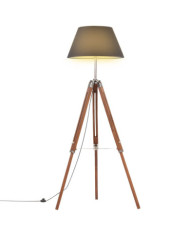 Lampadaire à trépied Marron miel et noir Bois de teck 141 cm | Mobilier & Déco
